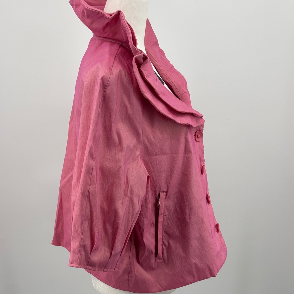 Samuel Dong Pink Glam Ruffled 3/4 Sleeve Cropped Lined Jacket, Size XL - Picture 4 of 11
